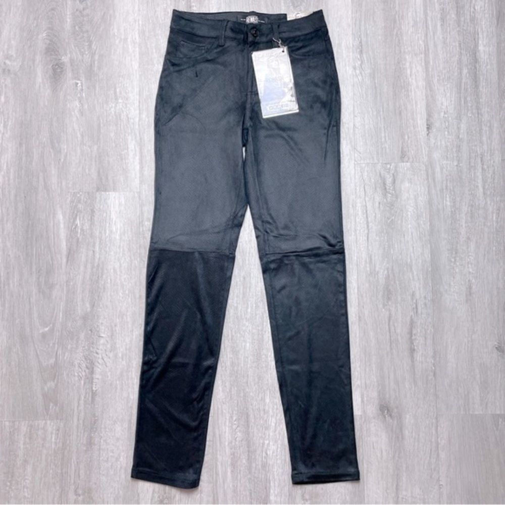 Women's 1/25 NWT Black Suede Snake Skin Embossed Moto Skinny Pants